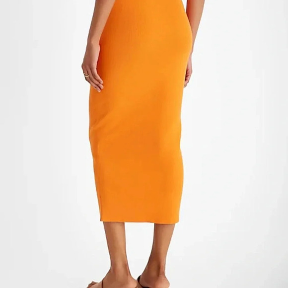 Express Mid Rise Ribbed Midi Sweater Skirt - Picture 2 of 9